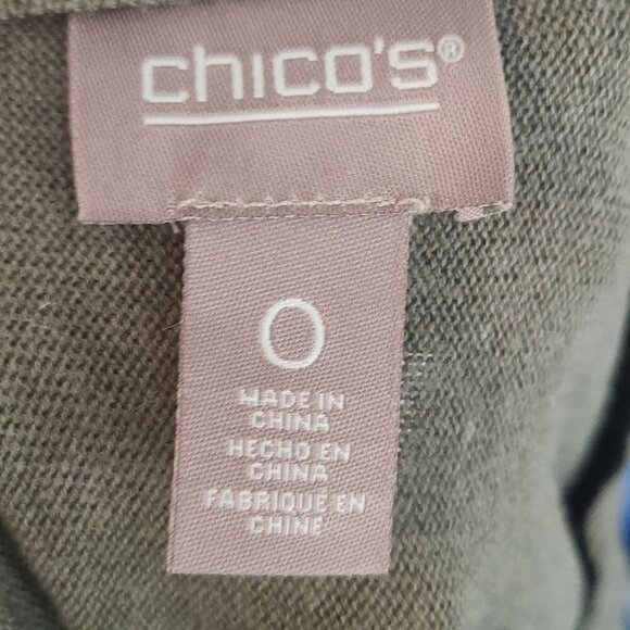 Chico's Women's Long Sleeve Pullover Knit Top V neck Olive Green Size Small - Picture 6 of 6
